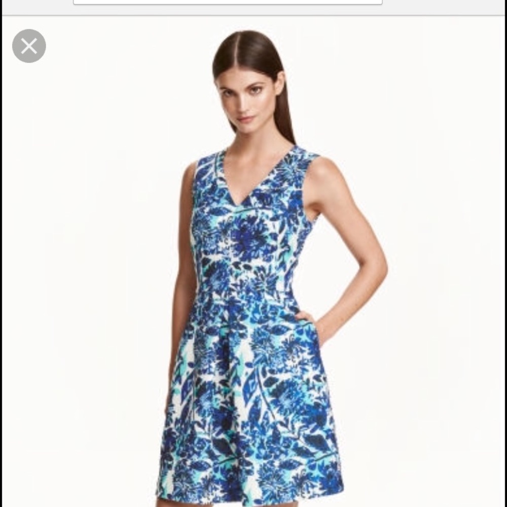Blue floral dress sleeveless dress with a V-neck